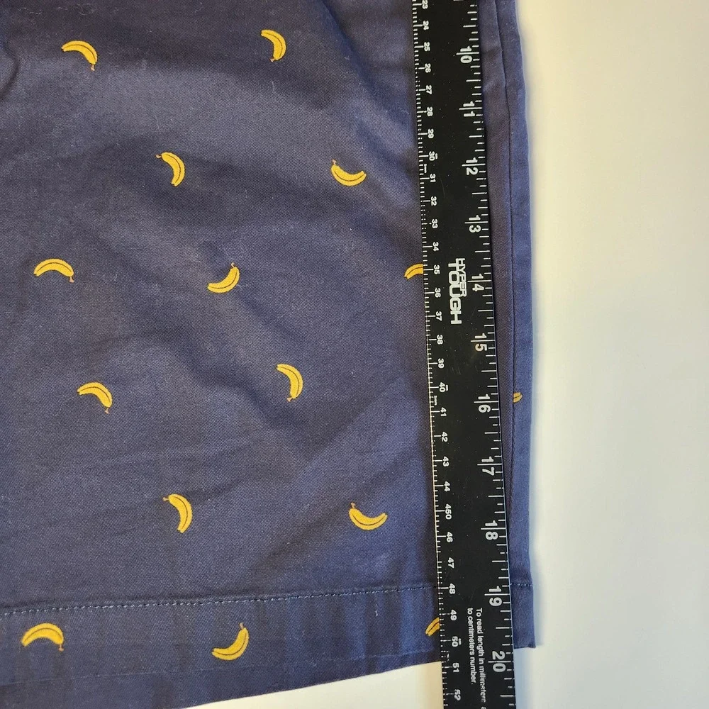 BANANA REPUBLIC Chino Shorts Mens 36 Navy‎ Yellow Banana Print Graphic 9